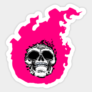 pink flame skull Sticker